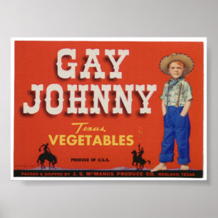 Gay Johnny Vintages altes Gemüse Kratetiketten und Poster