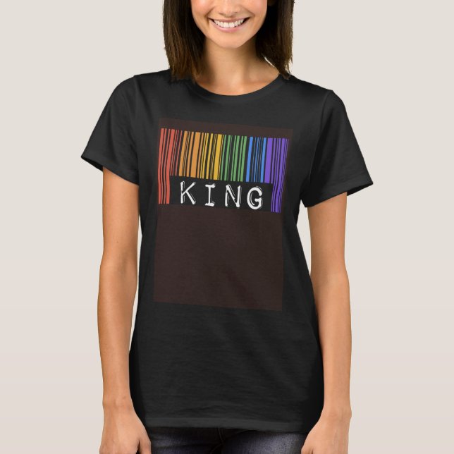 Gay King Barcode Trendy Queer Pride Flag Aesthetic T-Shirt (Vorderseite)