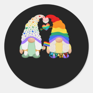 Gay Les Trans Bi Pride Gnomes Liebe Regenbogenflag Runder Aufkleber