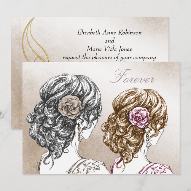 Gay Lesbian Hochzeit Einladung (Vorne/Hinten)