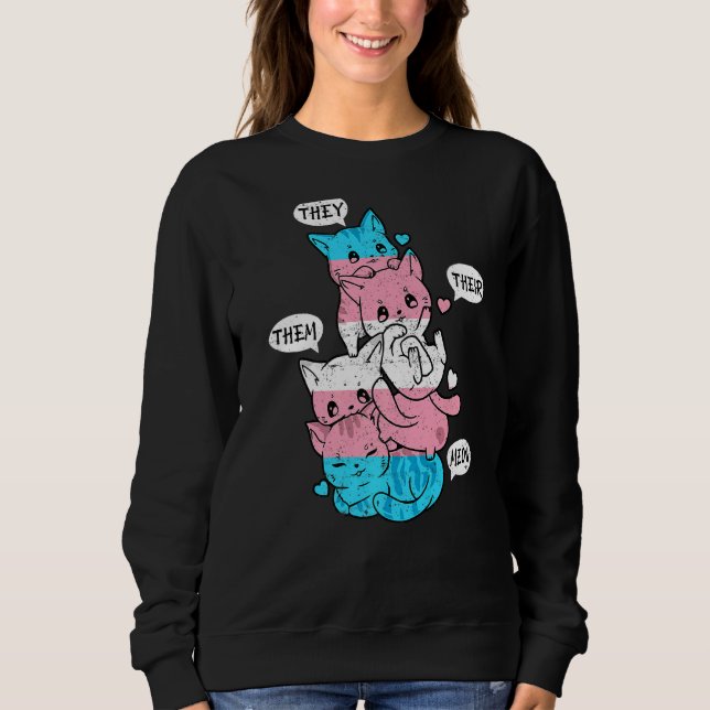 Gay Lesbian Pride Cat Lgbt Cats Pile Transgender Sweatshirt (Vorderseite)