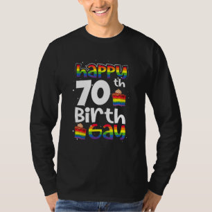 Gay Lesbian Pride Rainbow Flag Lgbtq 70. Geburtsta T-Shirt