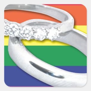 Gay Lesbian Wedding Quadratischer Aufkleber
