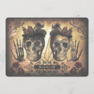 Gay Lesbian Weibliche Paare Skulls Gothic Wedding Einladung