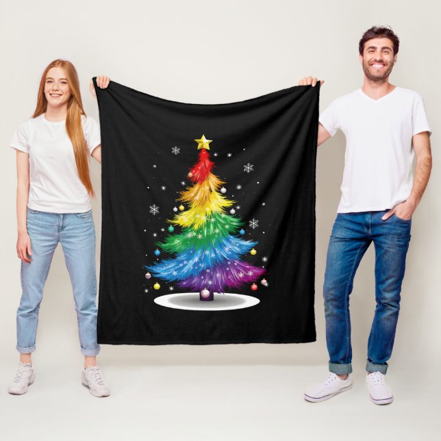 Gay LGBT Pride Rainbow Christmas Tree Merry Xmas Fleecedecke (Beispiel)