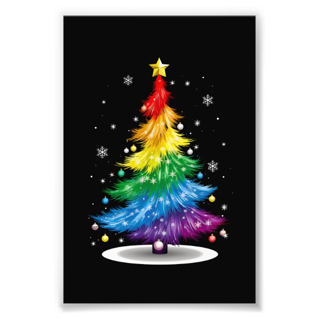 Gay LGBT Pride Rainbow Christmas Tree Merry Xmas Fotodruck (Vorne)