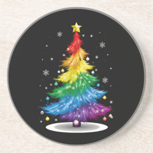 Gay LGBT Pride Rainbow Christmas Tree Merry Xmas Getränkeuntersetzer
