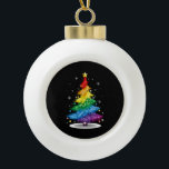 Gay LGBT Pride Rainbow Christmas Tree Merry Xmas Keramik Kugel-Ornament<br><div class="desc">Gay LGBT Pride Rainbow Christmas Tree Merry Xmas</div>
