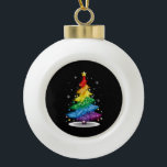 Gay LGBT Pride Rainbow Christmas Tree Merry Xmas Keramik Kugel-Ornament<br><div class="desc">Gay LGBT Pride Rainbow Christmas Tree Merry Xmas</div>