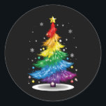 Gay LGBT Pride Rainbow Christmas Tree Merry Xmas Runder Aufkleber<br><div class="desc">Gay LGBT Pride Rainbow Christmas Tree Merry Xmas</div>