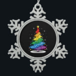 Gay LGBT Pride Rainbow Christmas Tree Merry Xmas Schneeflocken Zinn-Ornament<br><div class="desc">Gay LGBT Pride Rainbow Christmas Tree Merry Xmas</div>