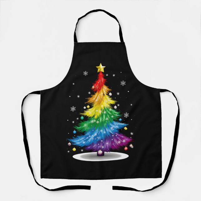 Gay LGBT Pride Rainbow Christmas Tree Merry Xmas Schürze (Vorderseite)