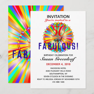 Gay LGBTQ Any Age Fabulous Rainbow Birthday Einladung