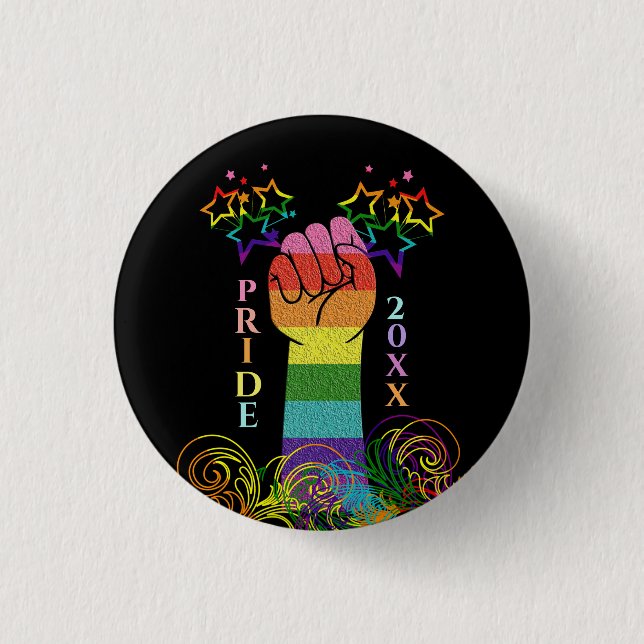 Gay LGBTQ Monat Rainbow Custom Button (Vorderseite)