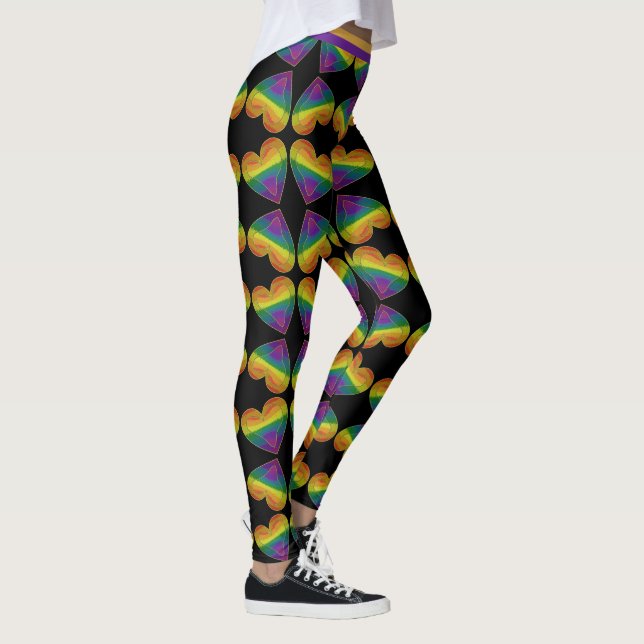 Gay LGBTQ Pride Monat Liebe Regenbogen Herzmuster Leggings (Rechts)