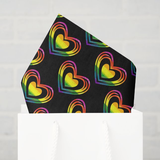 Gay LGBTQ Rainbow Harts Muster Seidenpapier (Geschenktüte)
