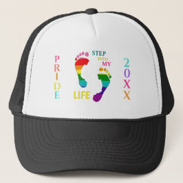 Gay LGBTQ Rainbow Pride Month Step My Life Fee Truckerkappe