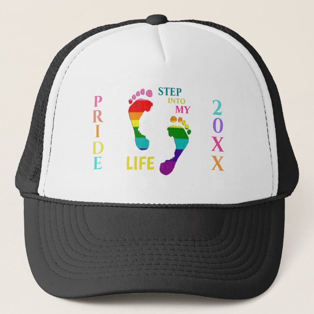 Gay LGBTQ Rainbow Pride Month Step My Life Fee Truckerkappe (Vorderseite)