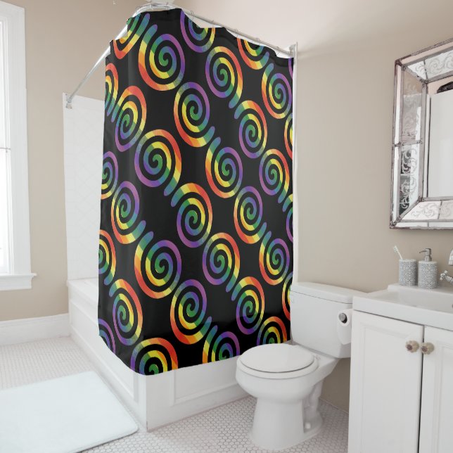 Gay LGBTQ Rainbow Pride Stripe Circle Pattern Duschvorhang (Beispiel)