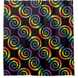 Gay LGBTQ Rainbow Pride Stripe Circle Pattern Duschvorhang