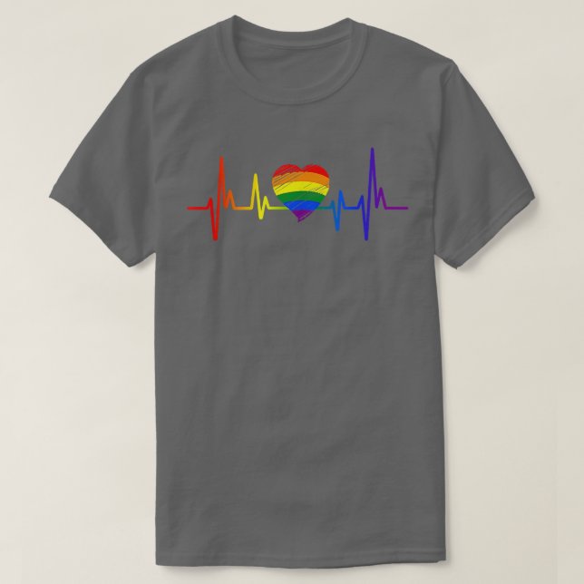 Gay Lovely LGBT Pride Heartbeat Lesbische Schwule  T-Shirt (Design vorne)