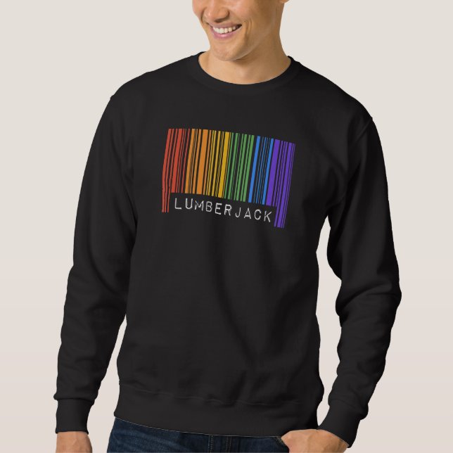 Gay Lumberjack Pride Flag Barcode Queer Rainbow LG Sweatshirt (Vorderseite)