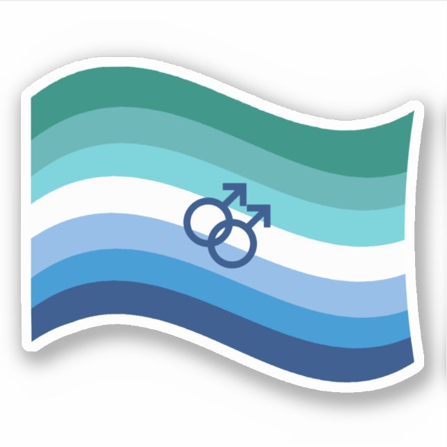 Gay Male Liebe Pride Azure Wavy Flag Aufkleber (Vorderseite)