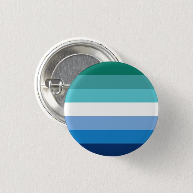 Gay Male Pride Flag (Azurblau) Button (Vorne & Hinten)