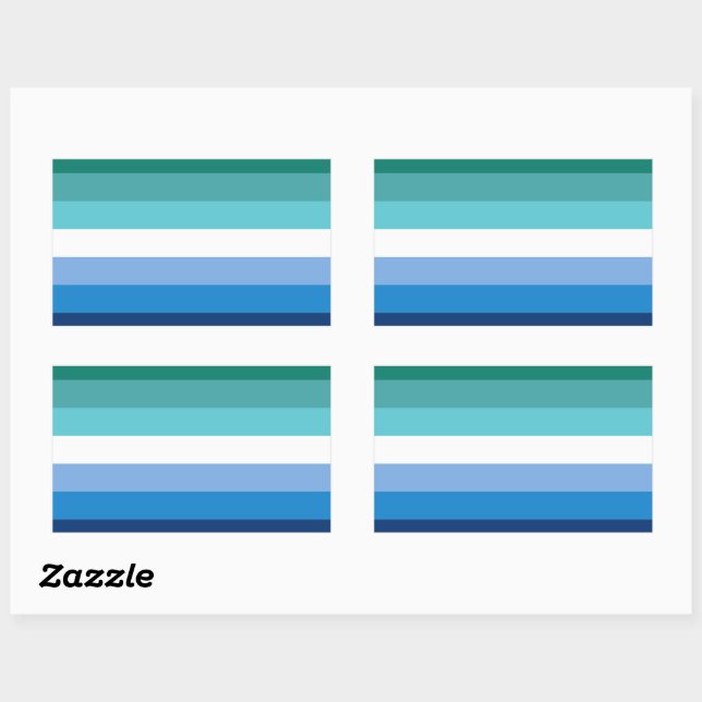 Gay Male Pride Flag (Azurblau) Rechteckiger Aufkleber (Blatt)