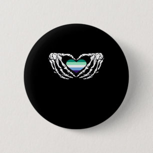 Gay Male Pride Skeleton Halloween Mlm Goth Heart C Button