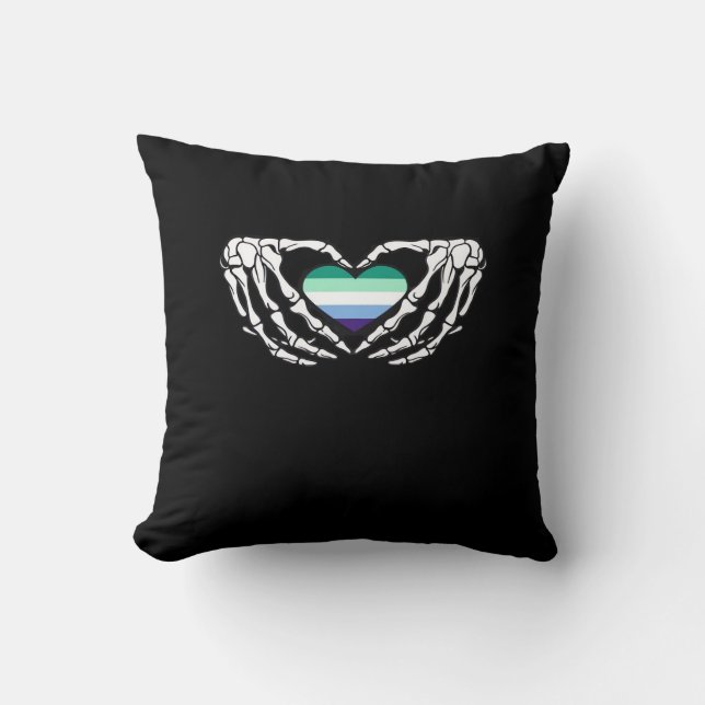 Gay Male Pride Skeleton Halloween Mlm Goth Heart C Kissen (Vorderseite)