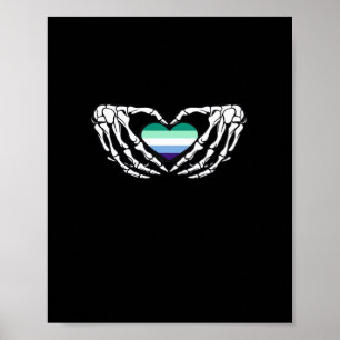 Gay Male Pride Skeleton Halloween Mlm Goth Heart C Poster