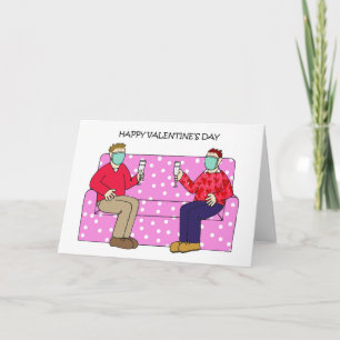 Gay Male Valentine Couple in Gesichtsmasken Karte