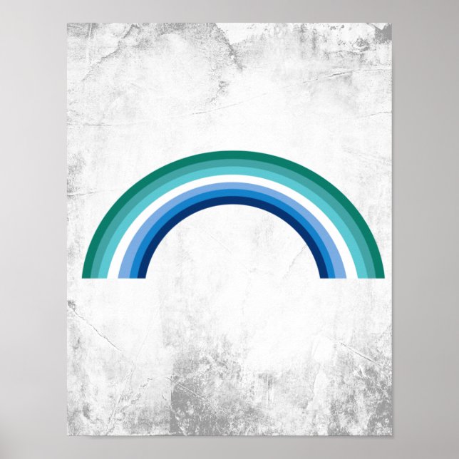 Gay-Männchen Rainbow-Azurblau Poster (Vorne)