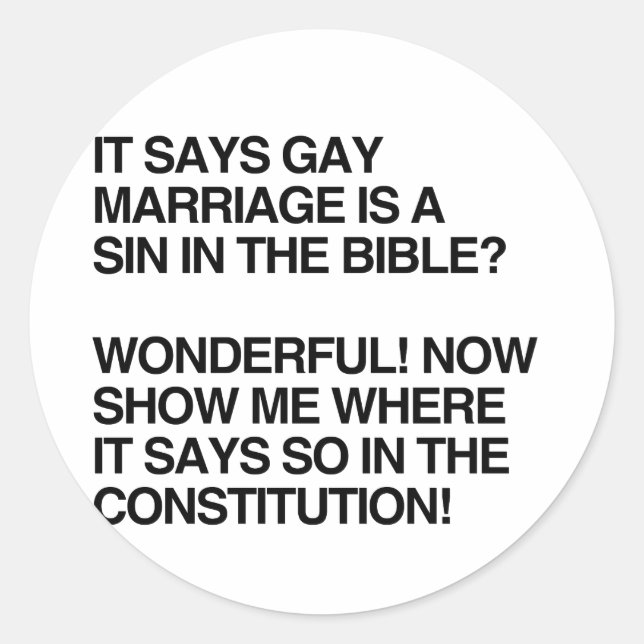 GAY MARRIAGE IST EINE SEITE IN DER BIBLE RUNDER AUFKLEBER (Vorderseite)