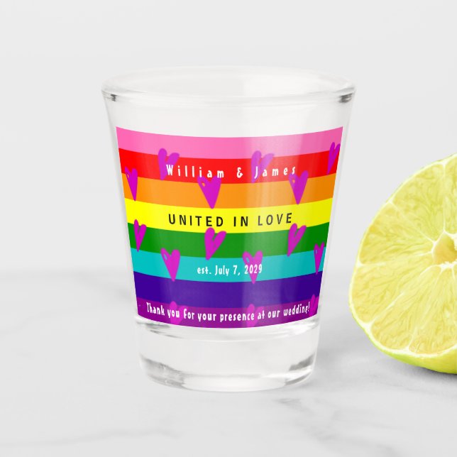 Gay Marriage LGBTQ Hochzeit Danke Schnapsglas (Vorderseite)