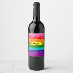 Gay Marriage Rainbow Flag Original 8 Streifen LGBT Weinetikett