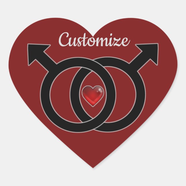 Gay Marriage Red Heart Sticker (Vorderseite)