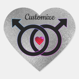 Gay Marriage Silver Heart Sticker
