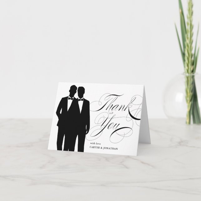Gay Marriage Two Grooms Wedding Danke Karte (Vorderseite)
