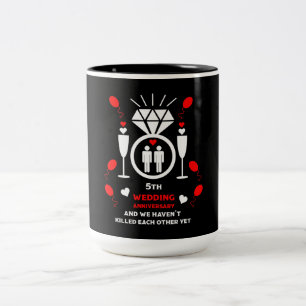 Gay Men 5. Hochzeitstag Zweifarbige Tasse