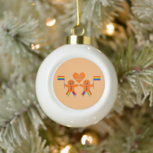 Gay Men Christmas Gingerbread Keramik Kugel-Ornament