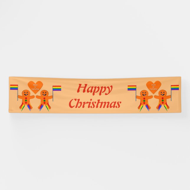 Gay Men Christmas Gingerbrett Couple Custom Banner (Horizontal)