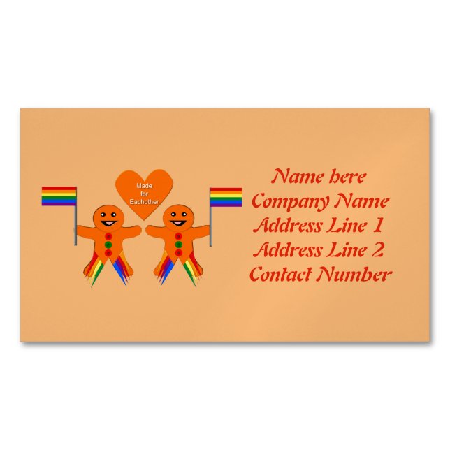 Gay Men Christmas Gingerbrett Couple Custom Magnetische Visitenkarte (Vorderseite)
