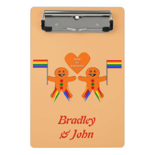 Gay Men Christmas Gingerbrett Couple Custom Mini Klemmbrett
