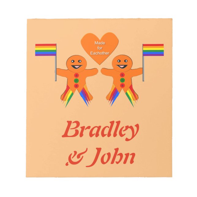 Gay Men Christmas Gingerbrett Couple Custom Notizblock (Vorderseite)
