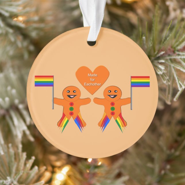 Gay Men Christmas Gingerbrett Couple Custom Ornament (Baum)
