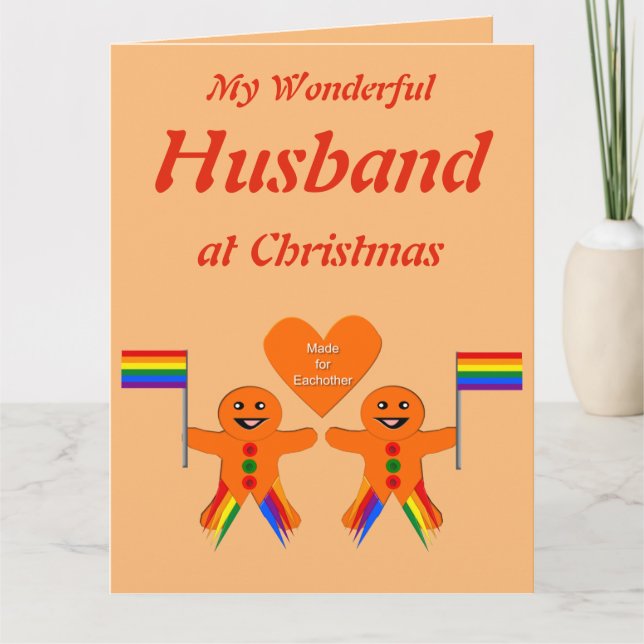 Gay Men Christmas Gingerbrot Couple Husband Karte (Vorderseite)