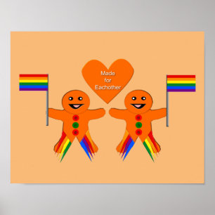 Gay Men Christmas Gingerbrot Couple Poster