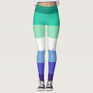 Gay Men Flag Grün Blau Lila Weiß Streifen LGBT Leggings